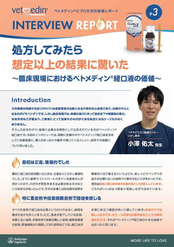 ベトメディン®経口液_液剤への変更により状態が改善した症例