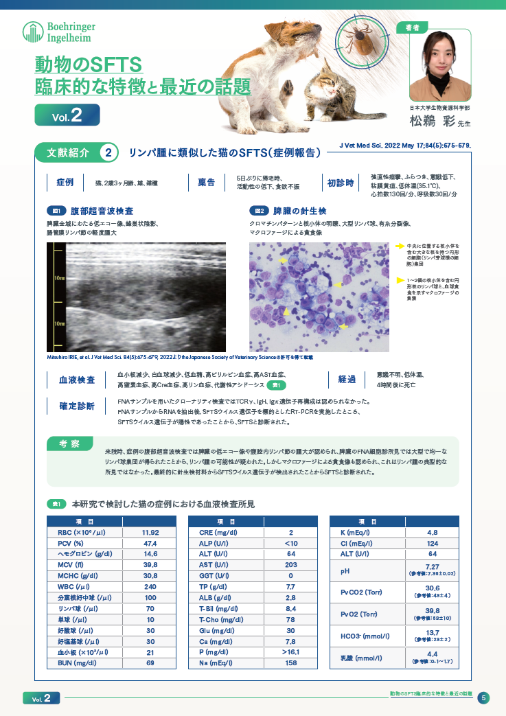 動物のSFTS臨床的な特徴記事 Vol.2