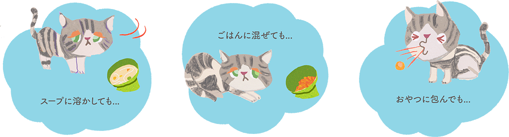 スープに溶かしても...ごはんに混ぜても...おやつに包んでも...＿猫の慢性腎臓病・高血圧